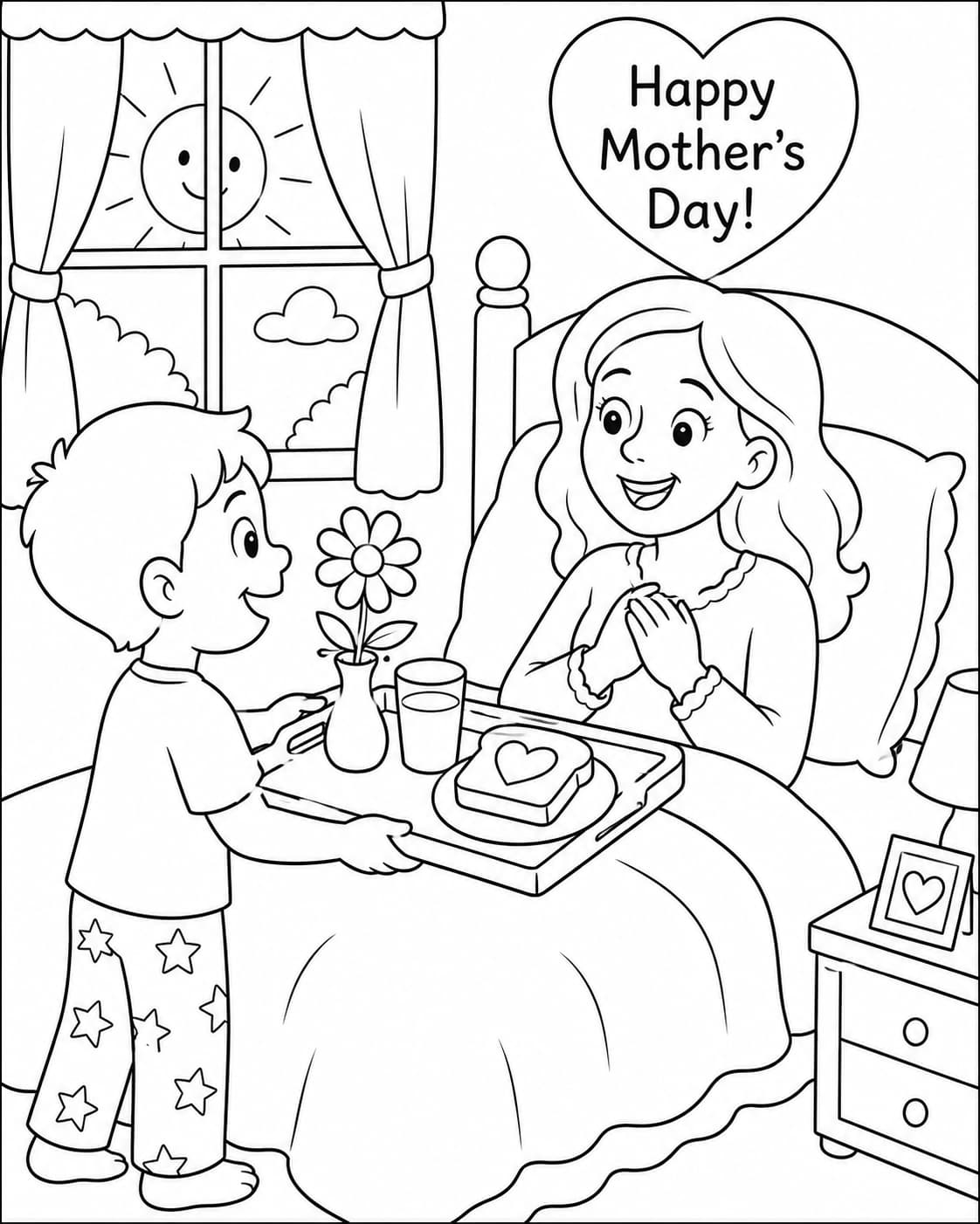 Muttertag Motiv 2 als kostenloses Ausmalbild für Kinder
